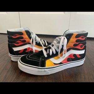 flame sk8-hi vans shoes